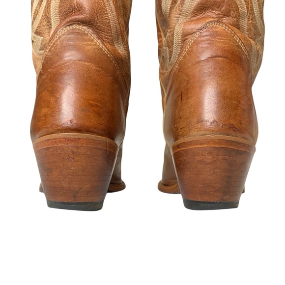 Justin Handcrafted Western Cowboy Boots BRL120 Bent Rail Brown Tan Womens 10B - Picture 9 of 14